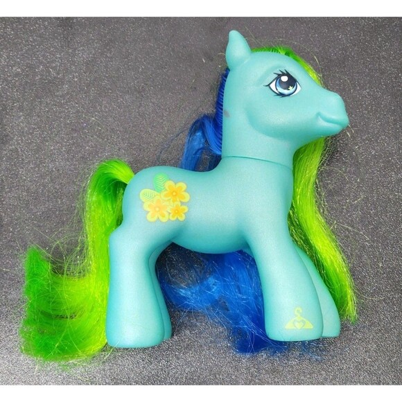 Vintage G3 My Little Pony Tropical Surprise Hasbro 2005 Blue Green Yellow Flower - Picture 2 of 8
